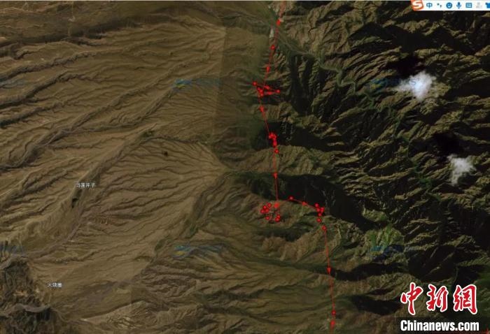 圖為雪豹故地重游來到放歸地的足跡。　內蒙古賀蘭山國家級自然保護區(qū)供圖
