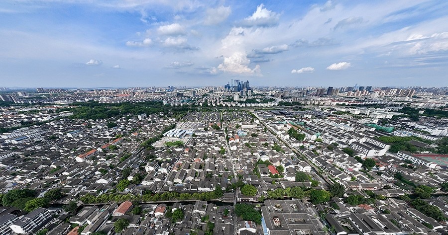 2023年7月3日拍攝的蘇州平江歷史文化街區(qū)（無人機(jī)照片）。新華社記者 李博 攝