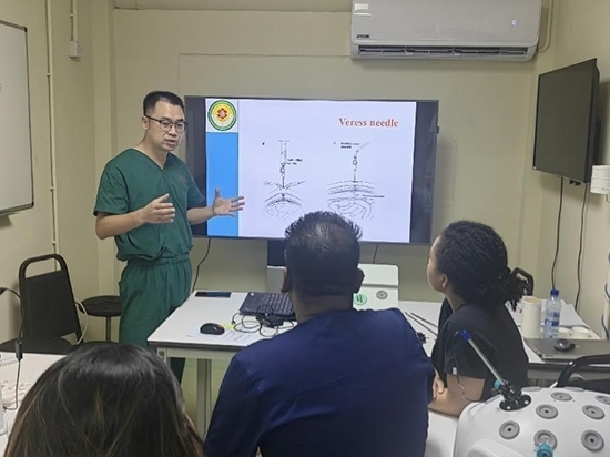 培訓(xùn)現(xiàn)場。第18期援圭亞那醫(yī)療隊供圖