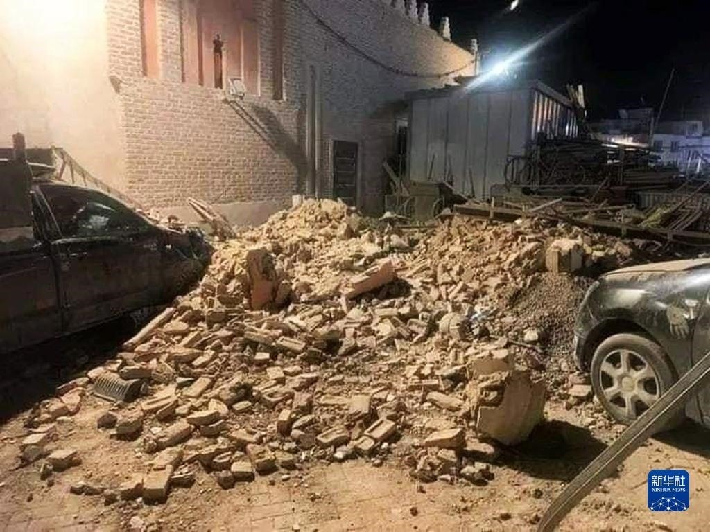 這是9月9日在摩洛哥南部城市馬拉喀什拍攝的震后景象。新華社發(fā)