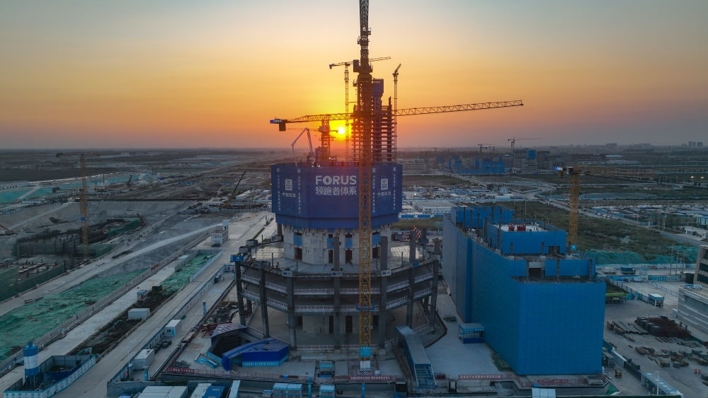 在雄安新區(qū)啟動區(qū)拍攝的中國中化大廈項目（9月21日攝，無人機照片）。新華社記者 張鋮 攝