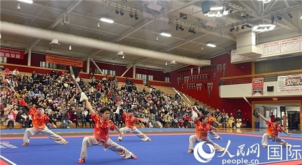中國武術(shù)隊員表演現(xiàn)場。人民網(wǎng)記者 鄧圩攝