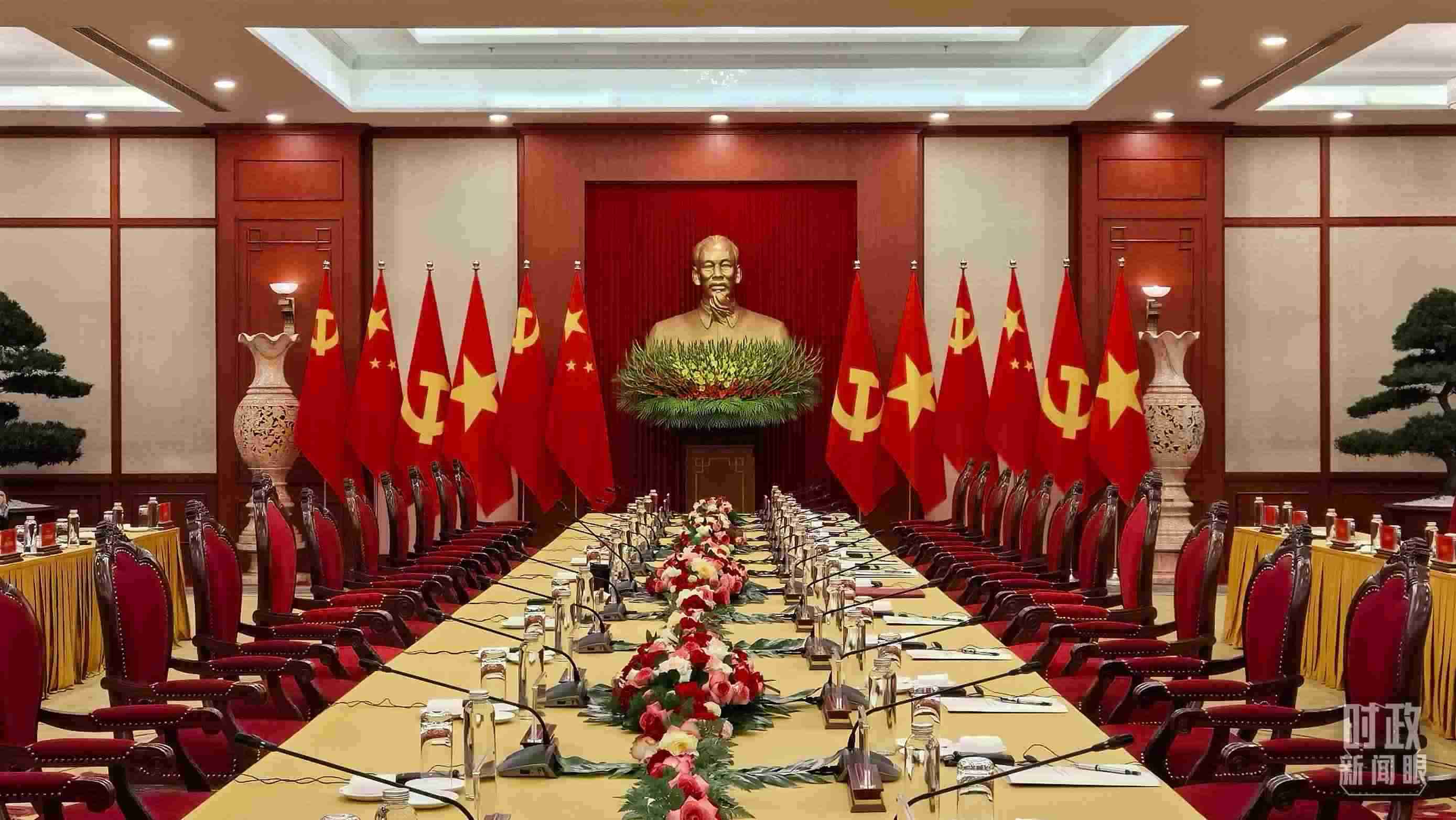 △當地時間12月12日下午，習近平在這里與阮富仲舉行會談，這是會談開始前的場景。（總臺央視記者邢彬拍攝）