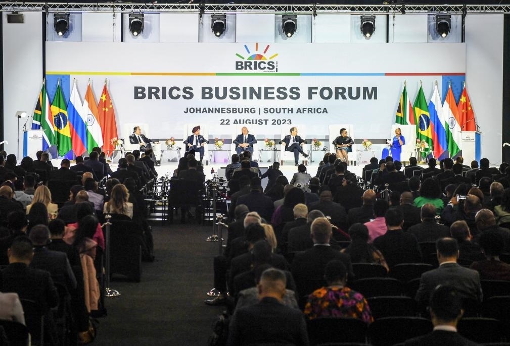 這是8月22日在南非約翰內(nèi)斯堡拍攝的金磚國家工商論壇現(xiàn)場。新華社記者李亞輝攝