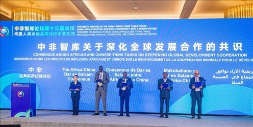 《中非智庫(kù)關(guān)于深化全球發(fā)展合作的共識(shí)》（又稱“中非達(dá)累斯薩拉姆共識(shí)”）發(fā)布。浙江師范大學(xué)非洲研究院供圖