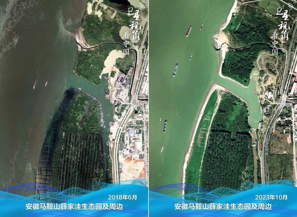 經(jīng)過整治后的安徽馬鞍山薛家洼生態(tài)園生機(jī)盎然。