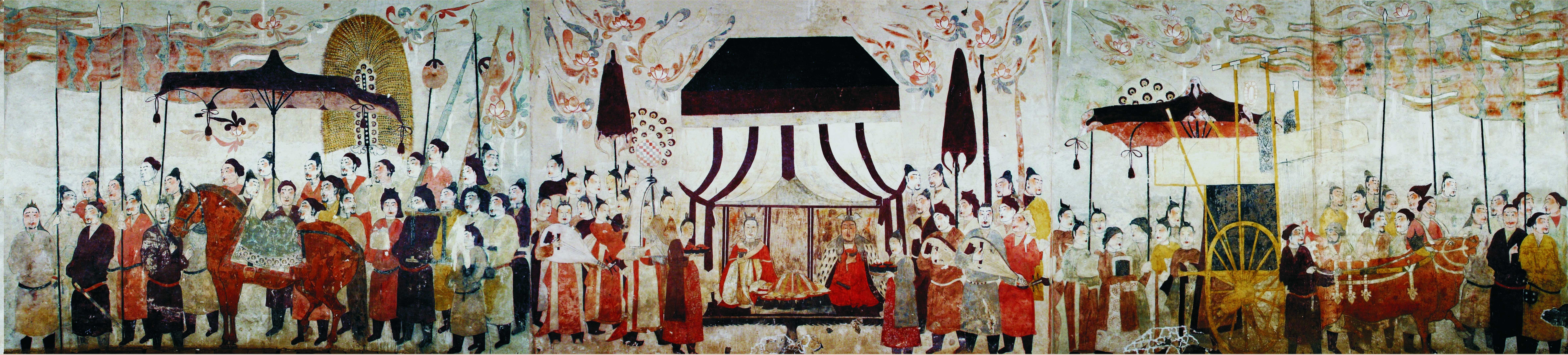 這是徐顯秀墓室壁畫展開圖。太原北齊壁畫博物館供圖