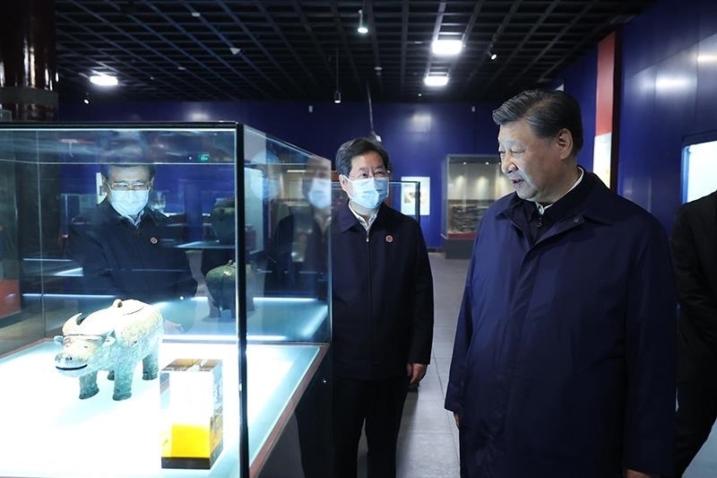 △2022年10月28日，習(xí)近平總書記在河南安陽市殷墟博物館考察。