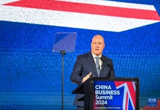 5月20日，新西蘭總理拉克森在奧克蘭出席新西蘭中國(guó)商業(yè)峰會(huì)并講話。新華社記者 郭磊 攝