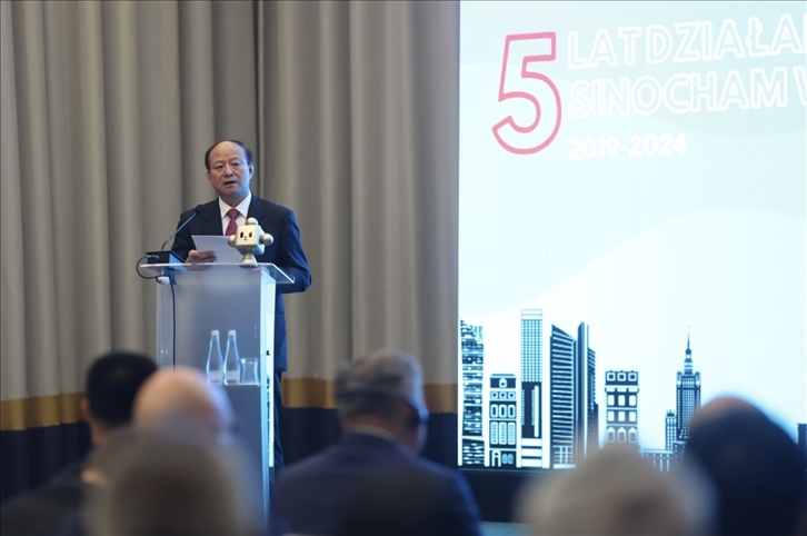 中國貿(mào)促會副會長陳建安致辭。中國貿(mào)促會駐波蘭代表處供圖