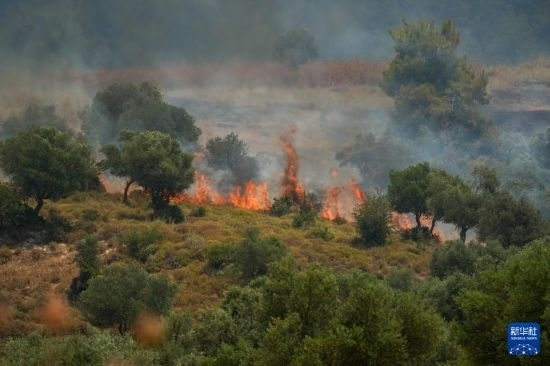 6月12日，以色列北部加利利地區(qū)遭受火箭彈襲擊后冒出滾滾濃煙。新華社發(fā)（阿亞爾·馬戈林?jǐn)z/基尼圖片社）