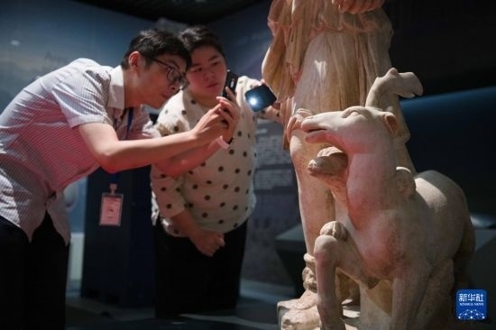 7月2日，安徽博物院工作人員在拍攝開箱后的古希臘文物。新華社記者 張端 攝