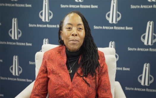 南非儲(chǔ)備銀行副行長(zhǎng)、審慎監(jiān)管局首席執(zhí)行官芬迪?查齊巴納視頻發(fā)言。（中國(guó)建設(shè)銀行約翰內(nèi)斯堡分行供圖）