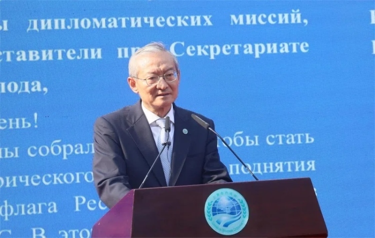 上合組織秘書長(zhǎng)張明出席活動(dòng)并致辭。主辦方供圖