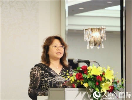 中國駐日本大使館經(jīng)濟(jì)商務(wù)公使羅曉梅致辭。人民網(wǎng) 許可攝