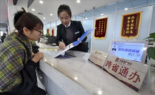 2024年3月25日，北京大興區(qū)，工作人員為群眾辦理跨省政務(wù)事宜。