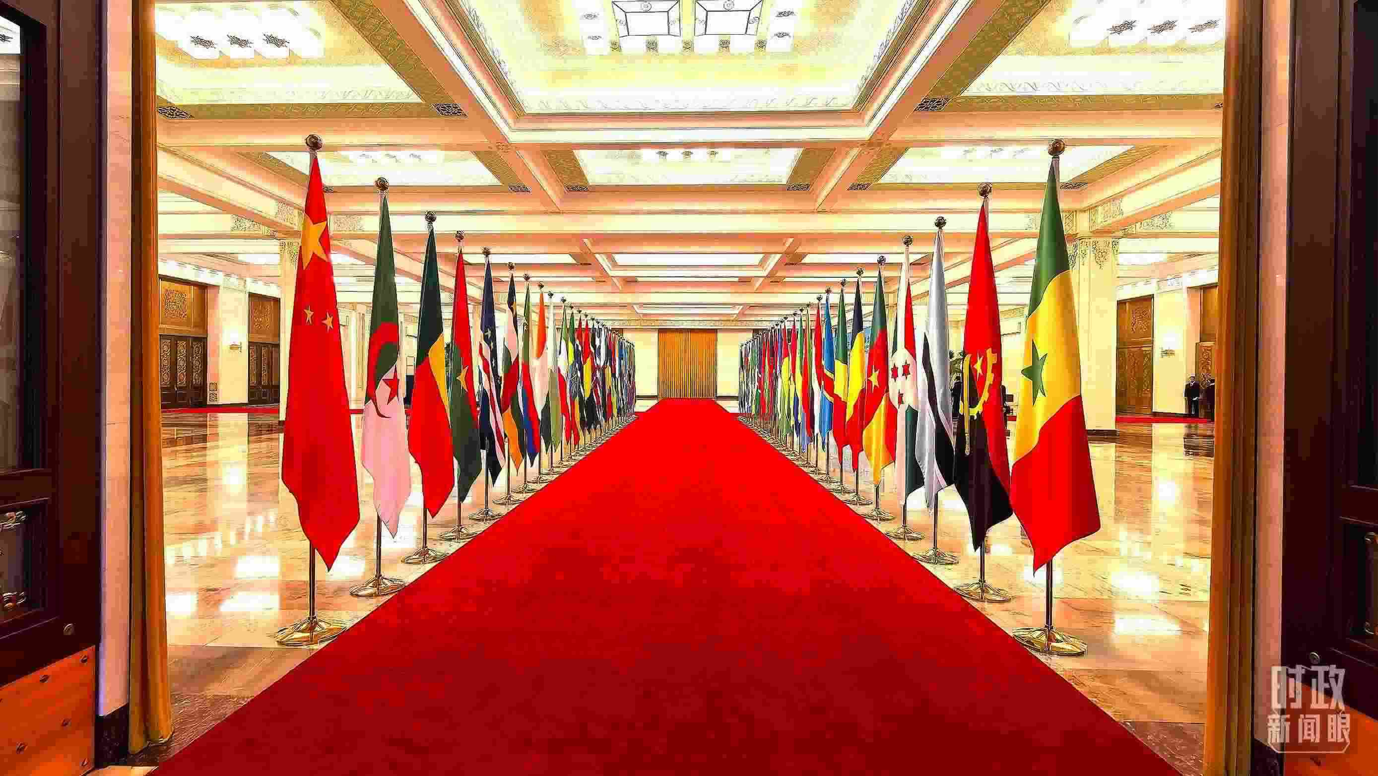  △人民大會堂內(nèi)的旗陣。（總臺央視記者馬超拍攝）