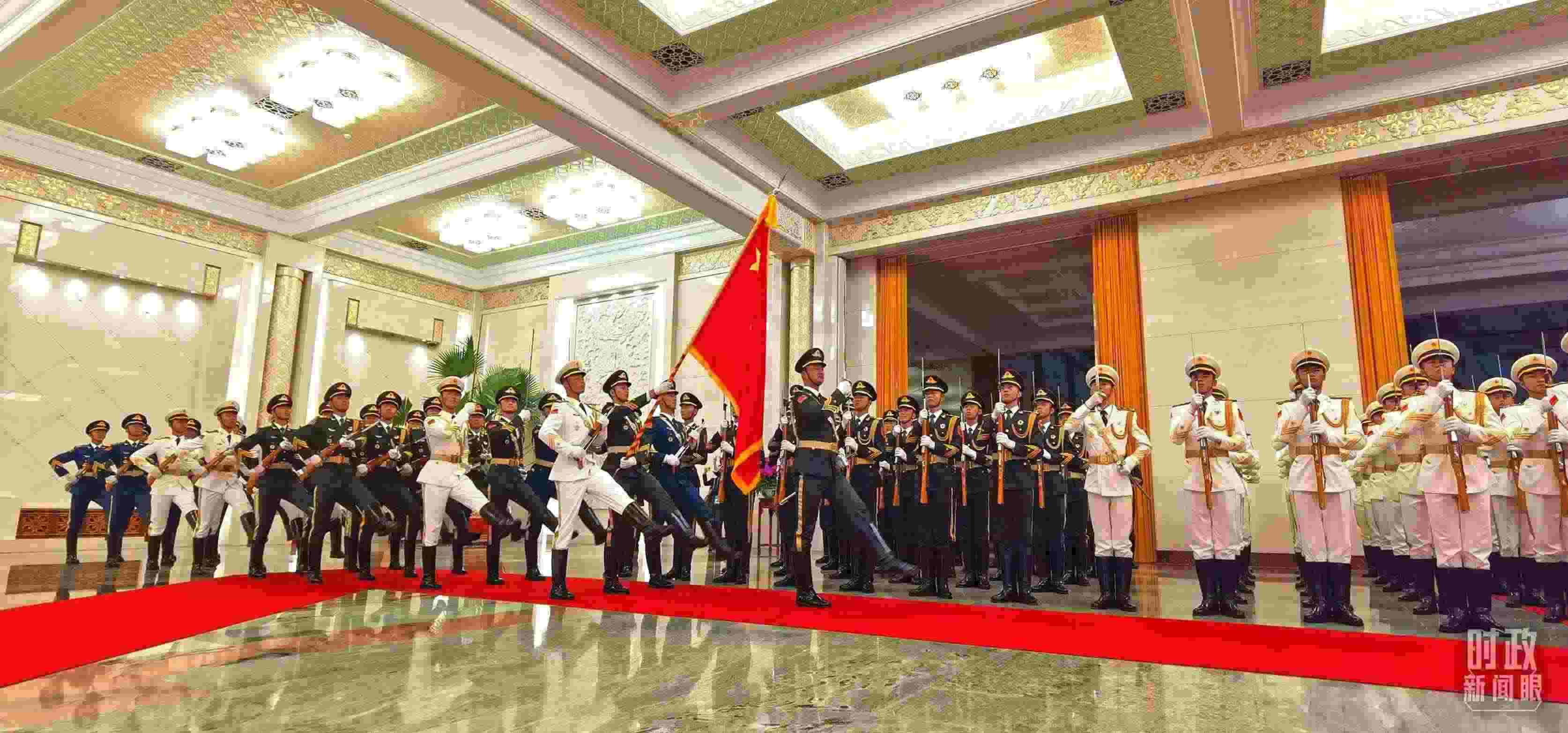 歡迎儀式上的儀仗隊。（總臺央視記者郭鴻拍攝）