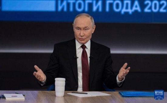 12月19日，在俄羅斯首都莫斯科，俄羅斯總統(tǒng)普京在“年度盤點”活動上講話。新華社記者 白雪騏 攝