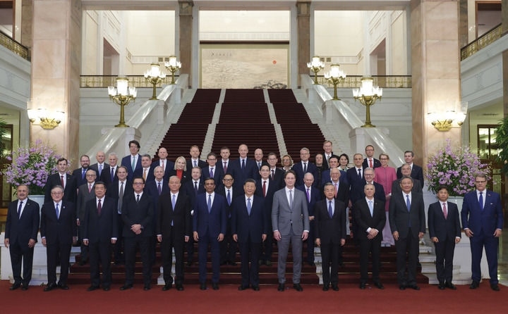 3月28日上午，國家主席習(xí)近平在北京人民大會堂會見國際工商界代表。新華社記者 丁林 攝