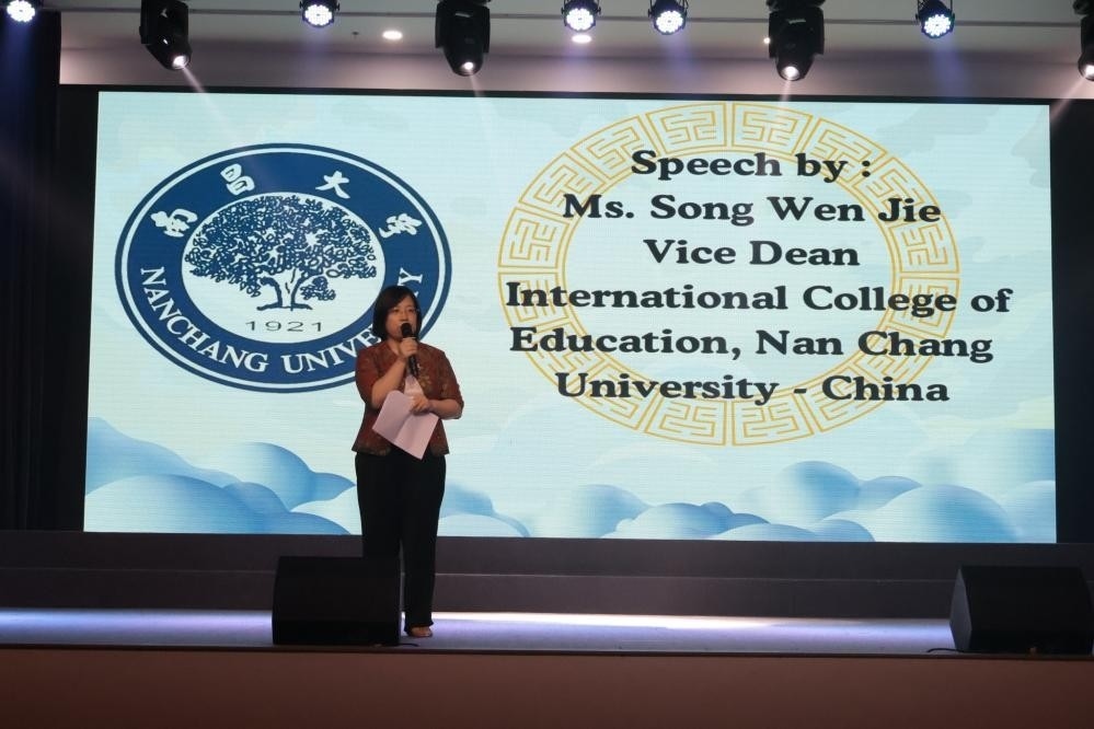 宋文杰致辭。哈山努丁大學孔子學院供圖